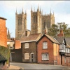 Lincoln Cathedral seen from Drury Lane in the old part of the city.