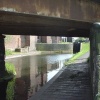 Canal in Oldbury, West Midlands, viewed through the Engine Street bridge.