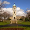 Whitehead Clock tower with Bury Town Hall in the Background.
