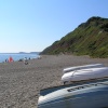 Fishing boats on Branscombe beach, South Devon, before the wreck.