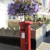 Even the sea front post box gets the floral treatment at Sidmouth, South East Devon.