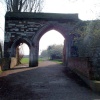 Gateway, 14th Century with entrances for both pedestrians and wheeled traffic. Waltham Abbey, Essex