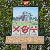 The village sign at Mapperley Crossroads, West Hallam, Derbyshire