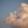 Evening sky with moon, the Bernwood, Botolph Claydon, Bucks