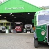 Bus garage and old buses at Amberley