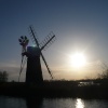 Turf fen wind pump, sunset