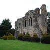 Wenlock Priory with animal shape trees