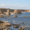 Marsden Rocks as seen from the cliffs at Whitburn.