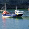 Tied up in the harbour.