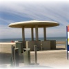 Space age beach hut