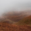 Misty view from Loughrigg Fell - towards Rydal water
