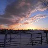 Snowy sunset