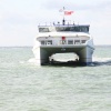 Catamaran ferry approaching port at Fisbourne