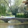 A low arched stone bridge
