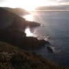 Morning sunrise above Manorbier Bay.