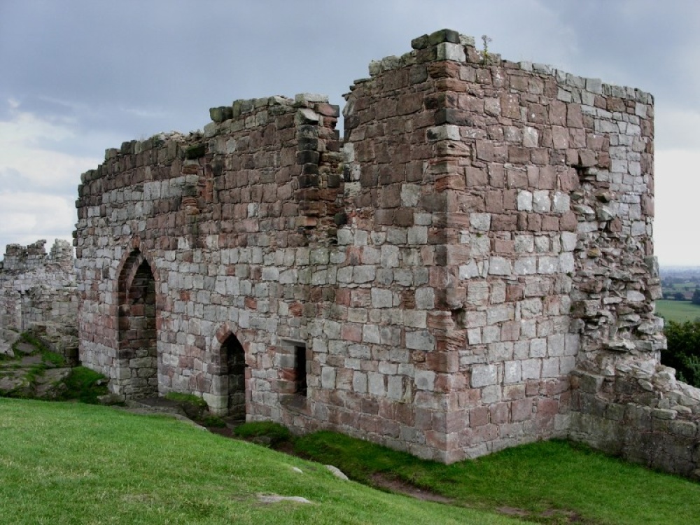 Photograph of Views across eight counties can be enjoyed from the thirteenth century Beeston Castle.