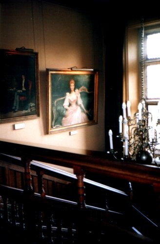 The staircase inside Beaulieu Palace showing a painting