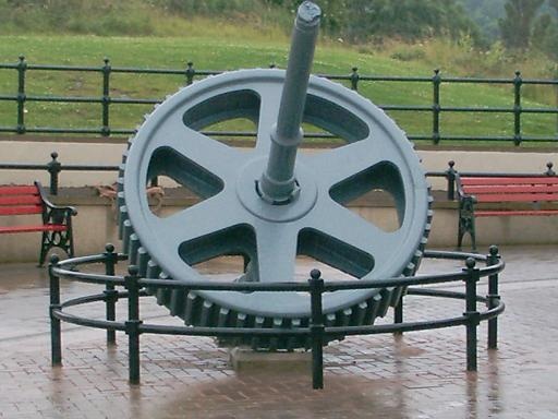Cog Wheel Sculpture.  This is an actual piece of mechanical heritage.