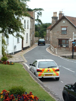 Chew Magna main street showing road to Bristol.
