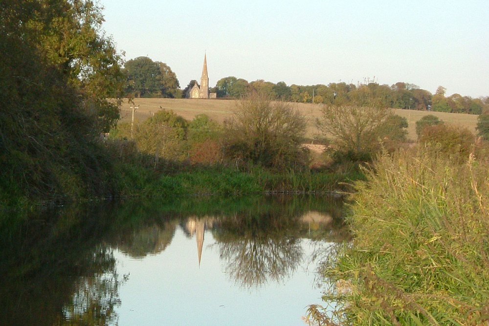 Photograph of Reflection of Midgham Church in the Kennet & Avon Canal