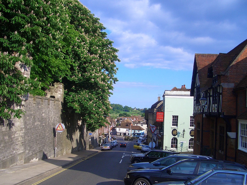 The town of Arundel, West Sussex, looking down the main street.