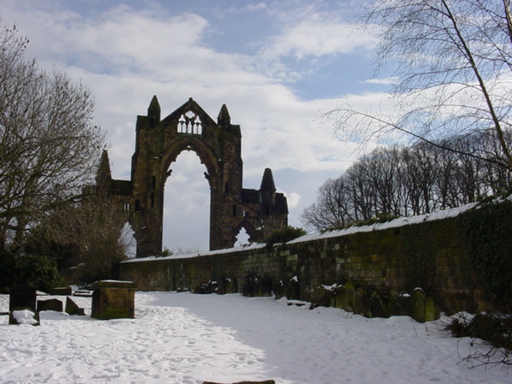 Photograph of Guisborough Priory in the snow 2003