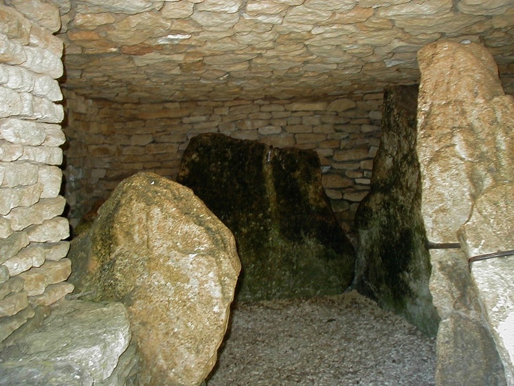 Interior of one of the chambers of Belas Knap Long Barrow, Winchcombe photo by Spencer Sutton