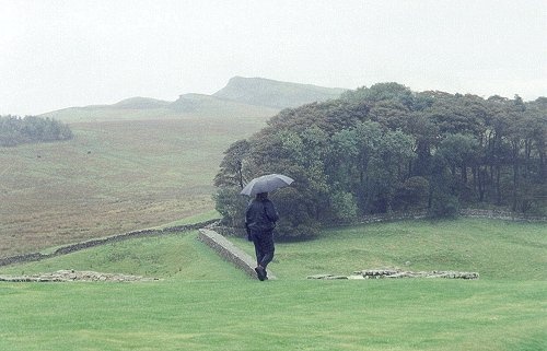View of Hadrian's Wall at the ruins of Housesteads