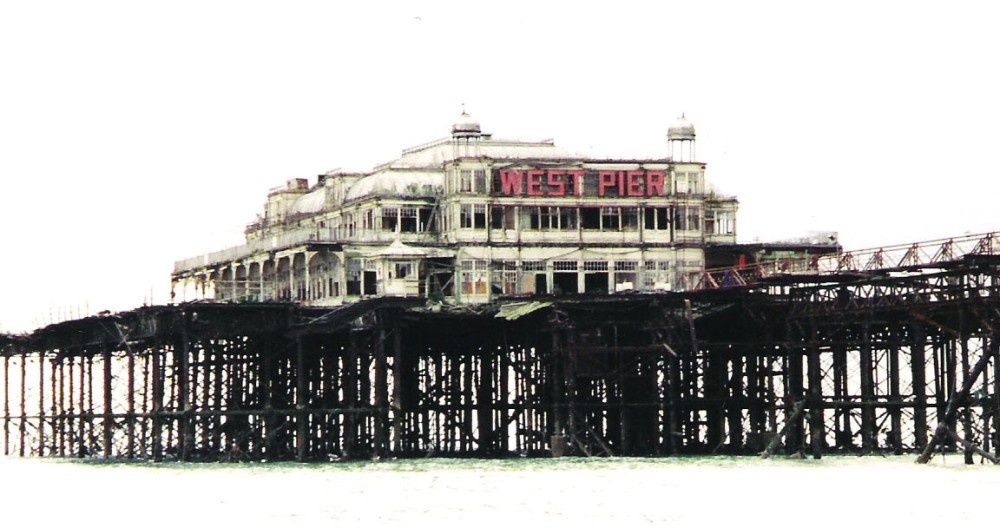 2001 Brighton. The old West Pier which recently burned
