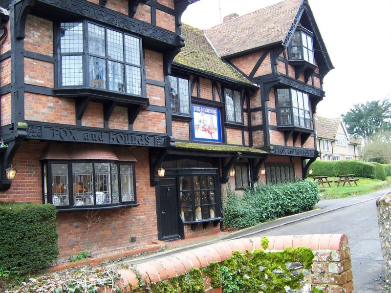 A pretty ancient home in Crawley, Hants. Fox & Hounds Pub in Crawley, Hants.