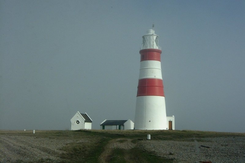 Photograph of Lighthouse & 'Tombstone' markers