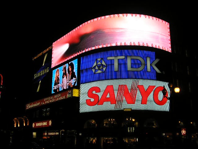 Photograph of Sign at piccadilly at nite. London
