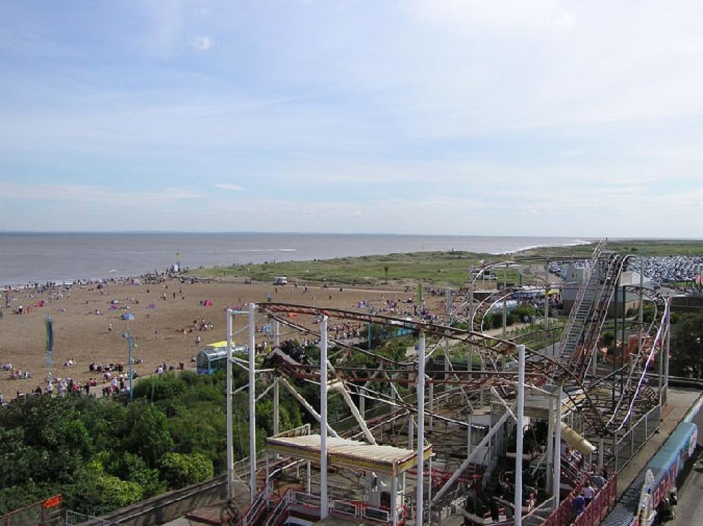 View from the top of the ferris wheel at Skegness Pleasure Beach