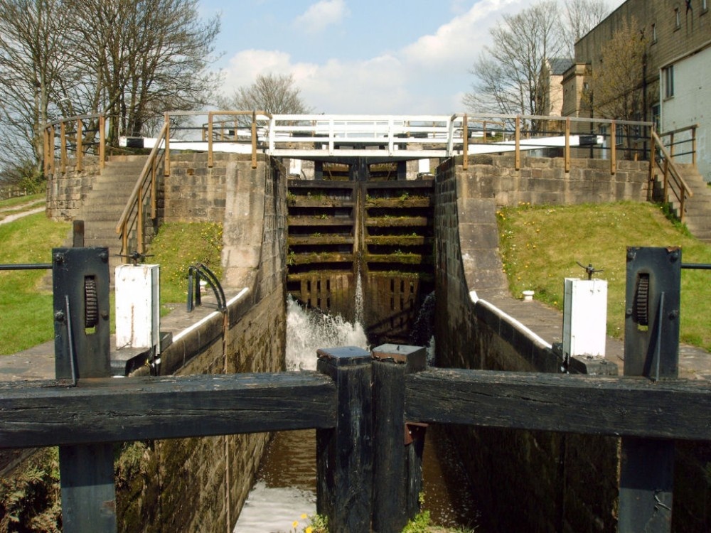 The Three Rise Locks at Bingley, West Yorkshire