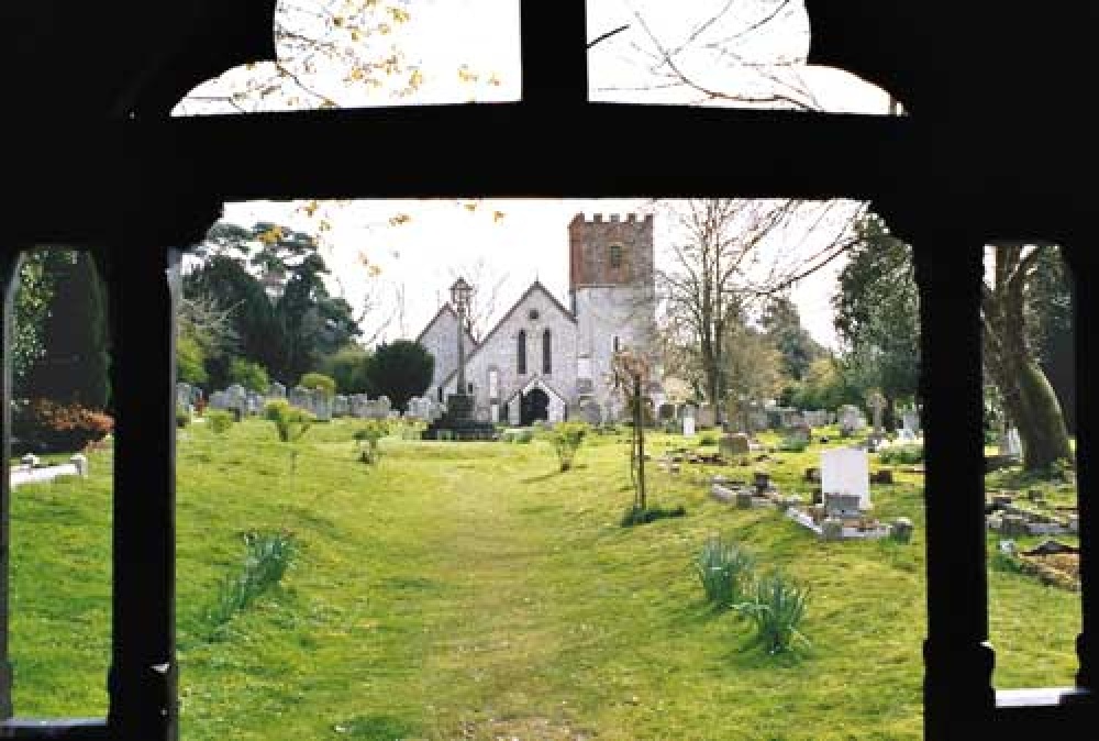Photograph of View through the lych gate at All Saints Church, Catherington, Hampshire