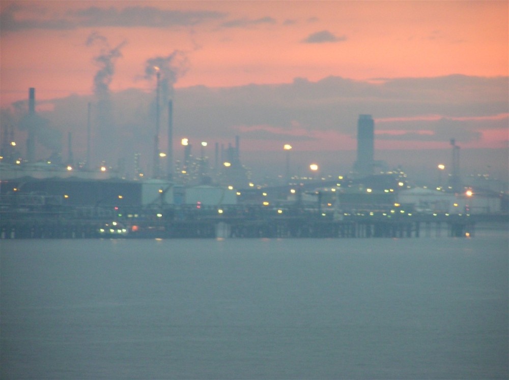 Immingham Docks at sunset, Lincolnshire