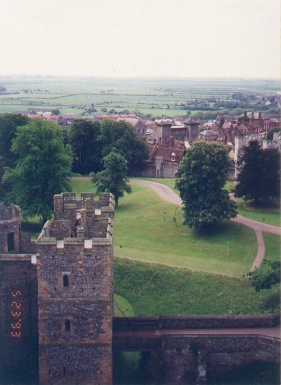 A view of the town Arundel, from Arundel Castle, 1993