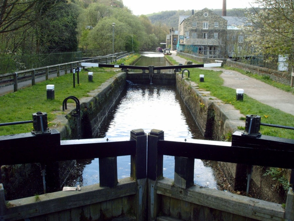 Canal Locks on the Rochdale Canal, Hebden Bridge, West Yorkshire.