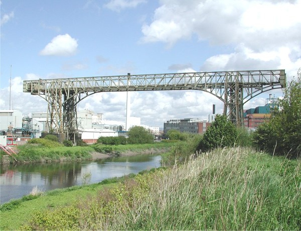 Warrington Transporter Bridge over the river Mersey