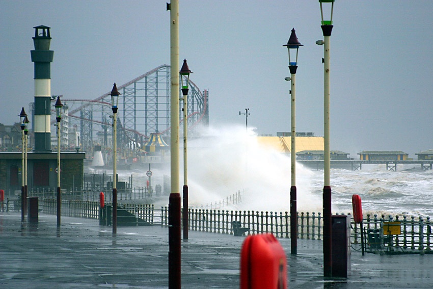 Blackpool during a winter storm.