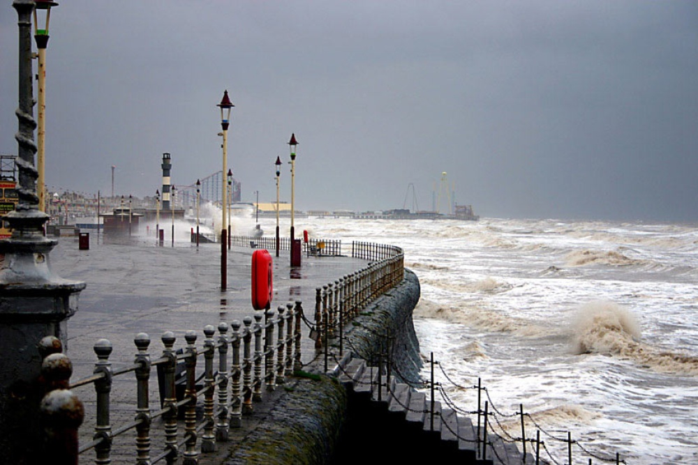 Blackpool during a winter storm.
