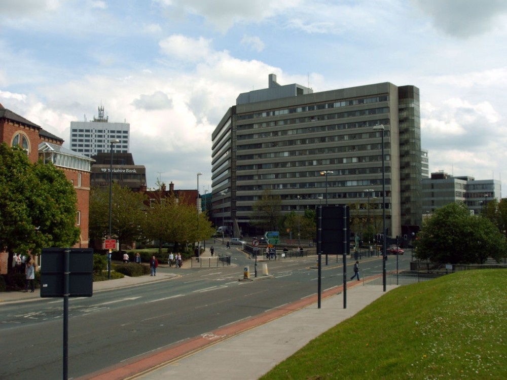 Looking towards Clay Pit Lane, from Leeds Metropolitan University.