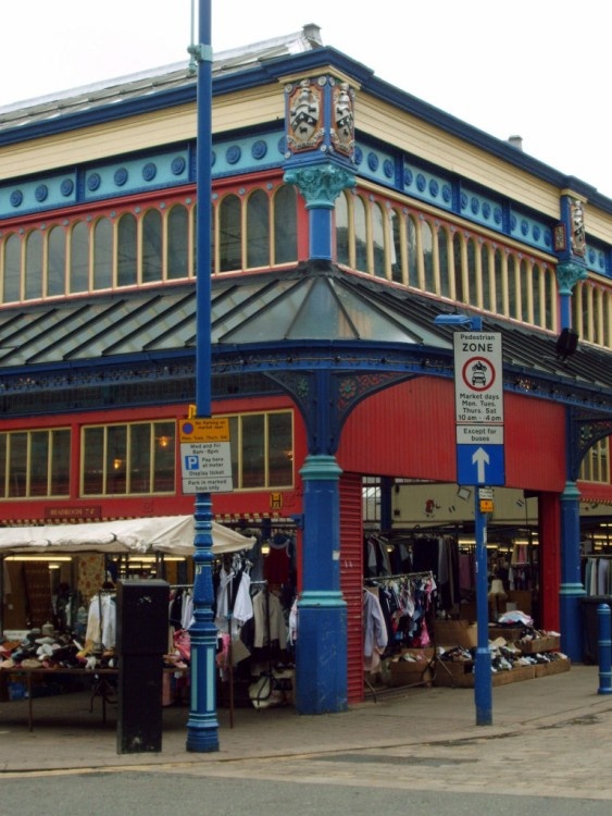 The corner of the Open Market, Huddersfield.