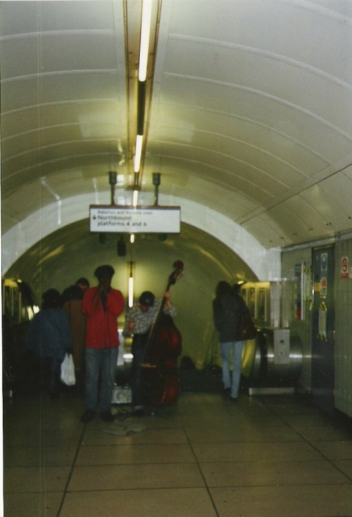 Bluesmen inside Oxford Circus Tube Station, London
