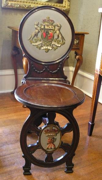 Pair of Hall chairs with the Coats of Arms of the 3rd Duke of Chandos of Sudeley Castle 1771-1789