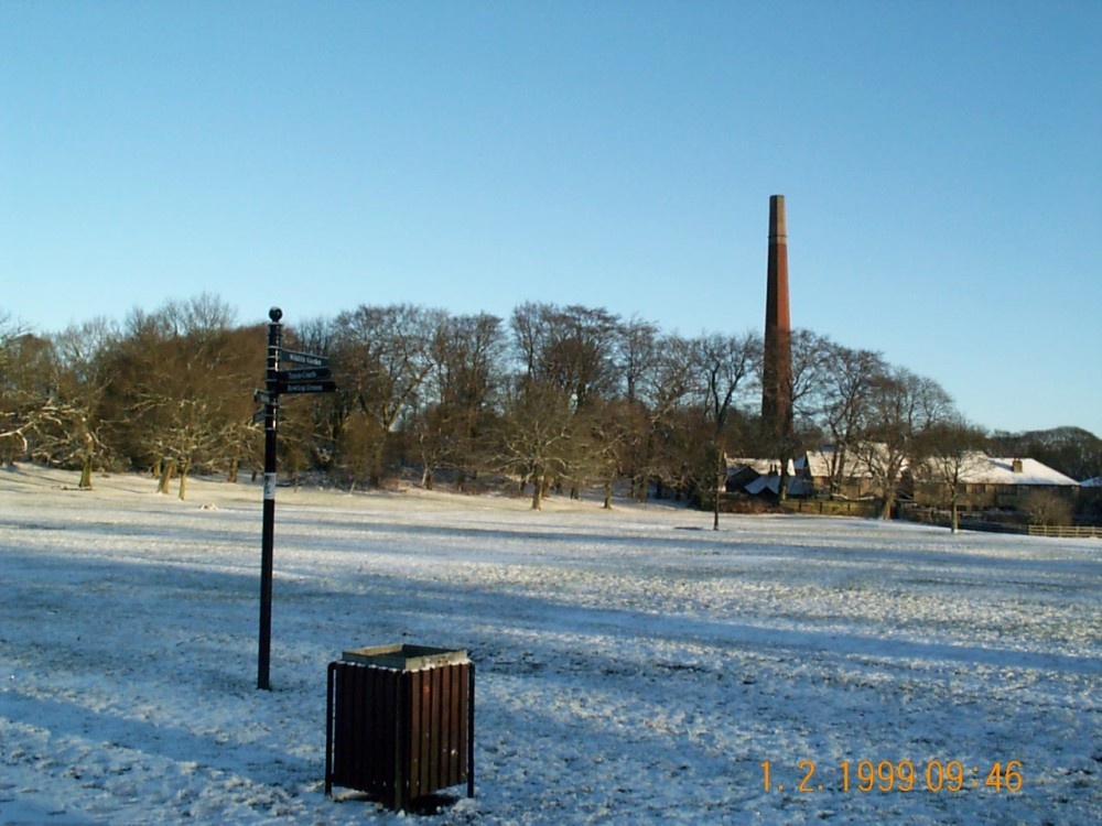 Photograph of Barrow Bridge Chimney across Moss Bank Park, Bolton, Greater Manchester