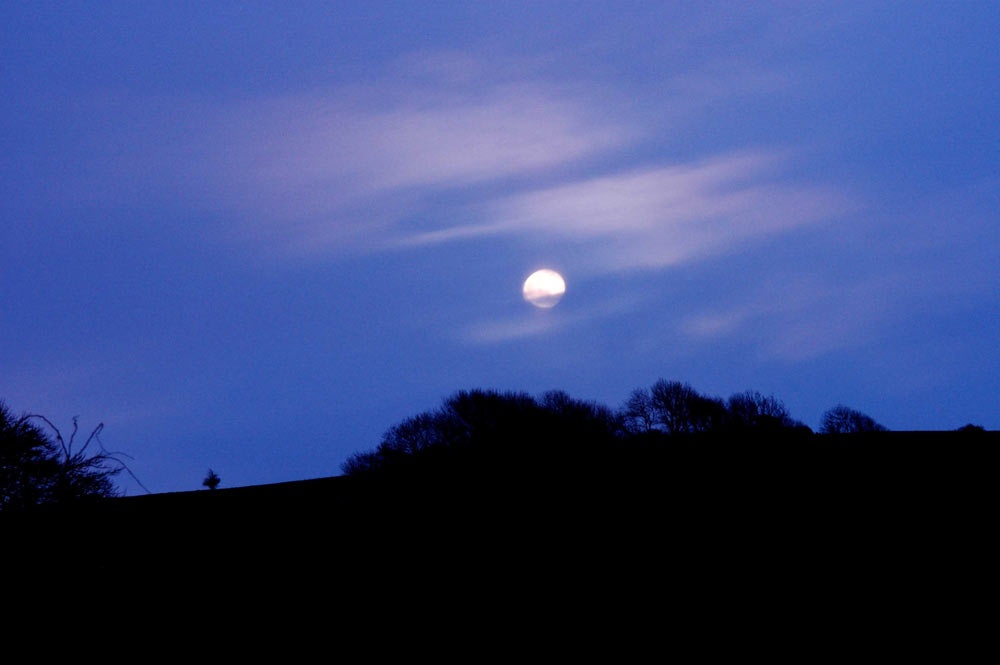Photograph of Moon over The Round Hill, Poynings, West Sussex