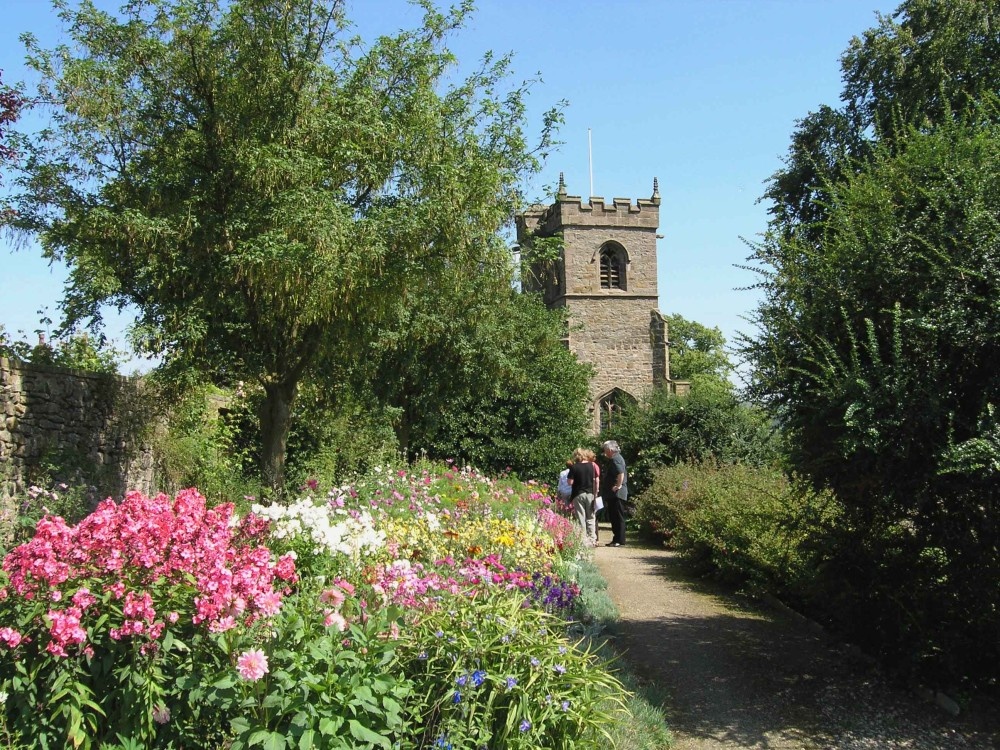 Downham Church from Downham Hall Gardens, Lancashire