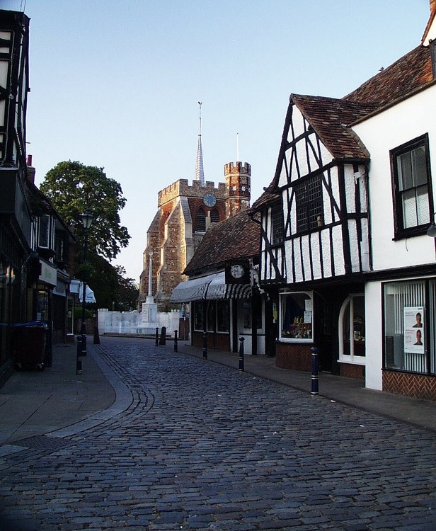 Cobble St Leading To St Marys Church in Hitchin, Hertfordshire