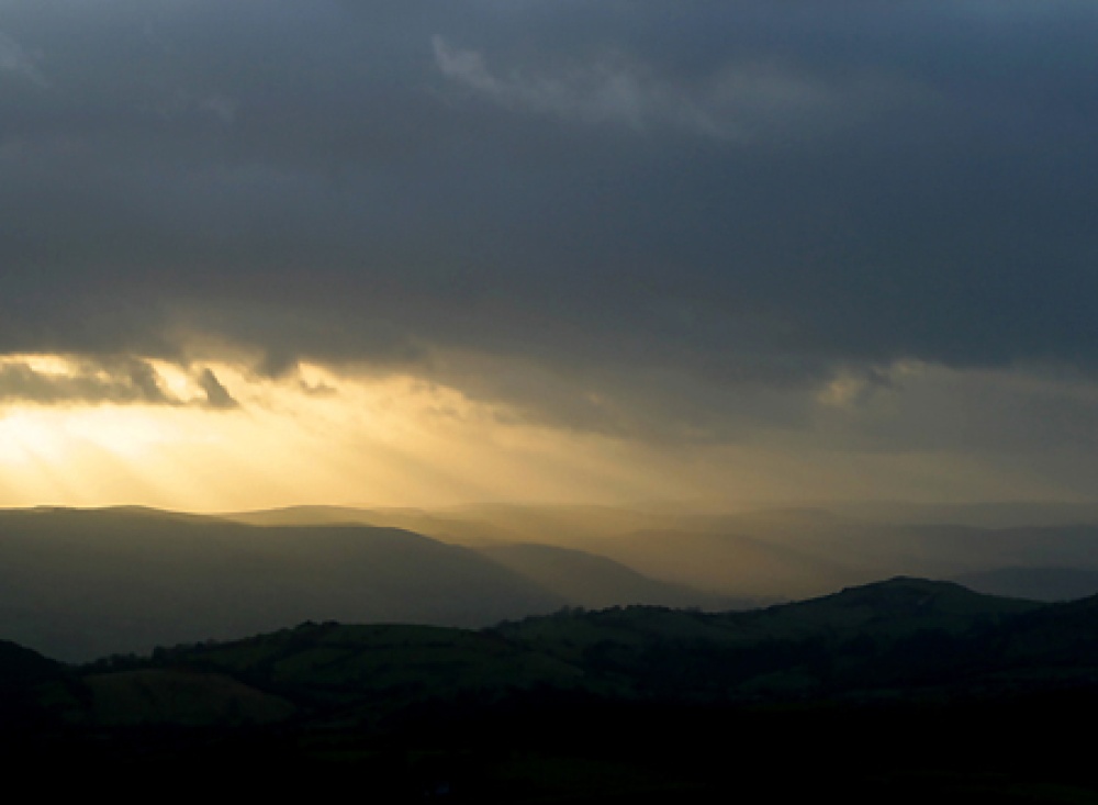 Carding Mill Valley, Church Stretton, Shropshire. Sunset view from The Stiperstones photo by Morfe